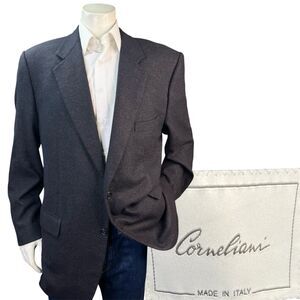 Corneliani Blazer Men's 44L Italy Wool Cashmere Black Luxury Designer Jacket